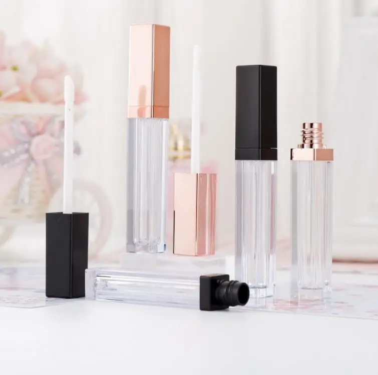 5ml Rose Gold Square Plastic Lip gloss Tubes DIY Empty Cosmetic Container Refillable Bottles Liquid Lipstick Bottle  SN1813