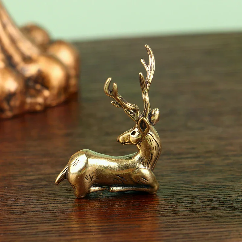 1pc Copper Tiger Small Ornaments Retro Brass Chinese Zodiac Animal Tiger Statue Figurines Keychains Pendants Antique Home Decor