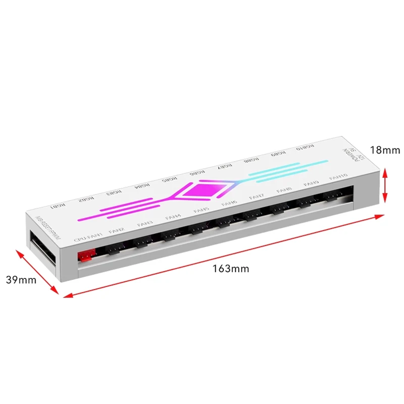 HA60 ARGB&FAN HUB X10 5V 3Pin + PWM 4Pin 2 IN 1, Support M/B AURA SYNC & Music Induction & IR Remote Control, Black/White