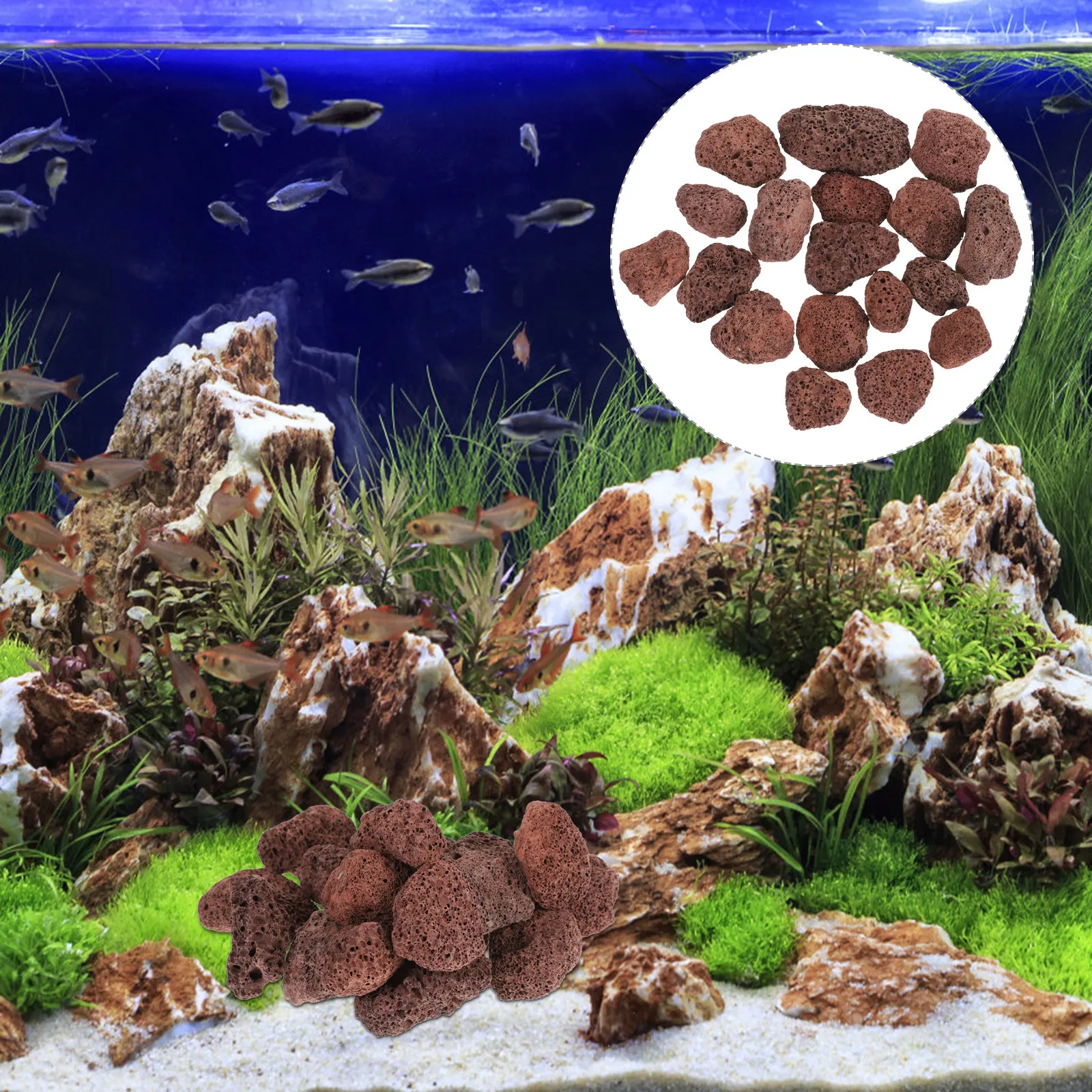 Base d'aquarium en roche volcanique, matériau filtrant stable pour réservoir d'eau, adapté aux poissons d'eau douce et marins, pierre pour aquarium
