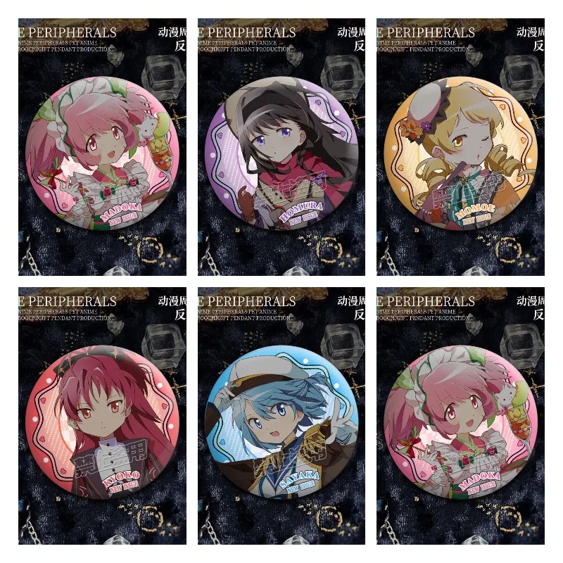 Puella Magi Madoka Magica Anime Figures Kaname Madoka Tomoe Mami Sakura Kyouko Cosplay Metal Badge Cute Decor Pins Accessories