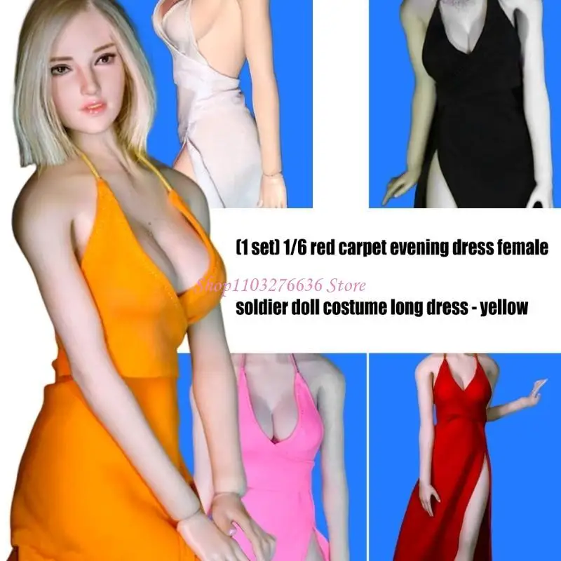 

R6FD Elegant Gown Doll Costume 1/6 Red Carpet Event Dress Easy Dressingup Design