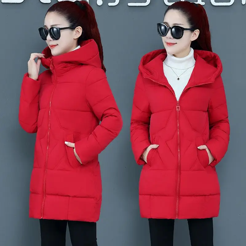 Ladies Winter Coat Women Down Cotton Hooded Jacket Woman Casual Warm Outerwear Jackets Female Girls Black Clothes PA201