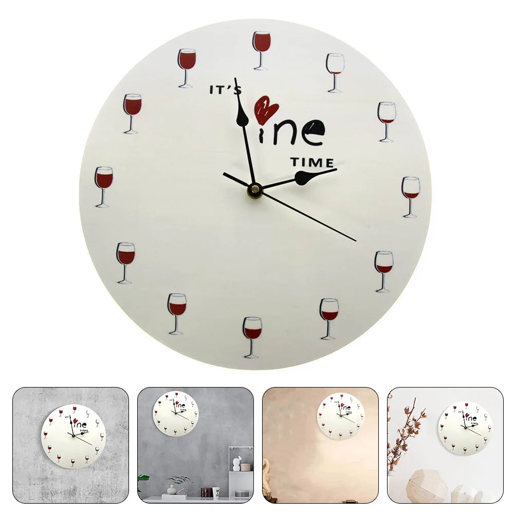 

European Style Wine Cup Pattern Acrylic Wall Clock Living Room Hanging Home Decor Stylish Mute Clock Housewarming Gift