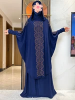 Ensemble de vêtement de prière musulman pour femmes, robe Abaya, Hijab, longue jupe tiens imar, Ramadan islamique, Jilbab solide, nouveau, 2 pièces 2