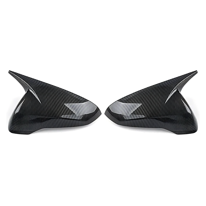 1 Pair Black Carbon Fiber Style Side Rearview Door Mirror Cover Trim Cap Plastic Fit for Hyundai Veloster 2019 2020 2021 2022