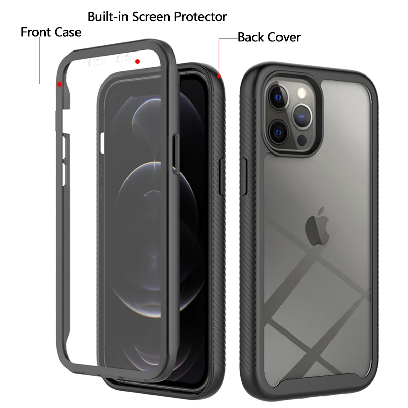 Etui z pełnym zabezpieczeniem 360 stopni, z paskiem na szyję i osłoną ekranu do iPhone 17E 16 15 14 Plus 11 12 13 MINI 17 Pro Max Air 16E, odporne na wstrząsy. — zdjęcie produktu 2