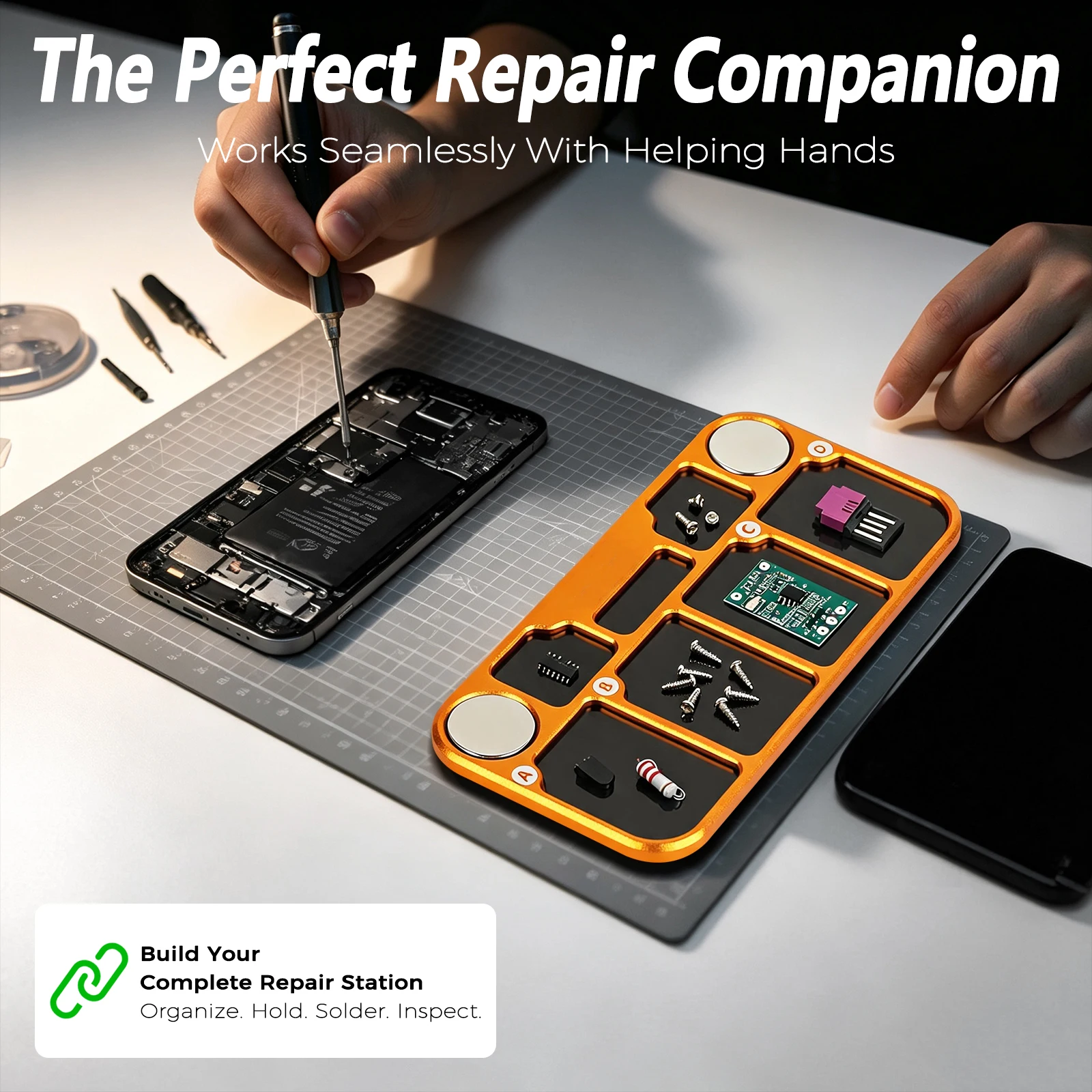 NEWACALOX Magnetic Screw Storage Board Adhesive Positioning Disc Parts Organizer Box for Cell Phone Repair and Disassembly Tools view 3