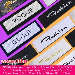 Width 1cm 1.5cm 2cm Custom Clothing Brand Crochet Machine White Focus High-end Woven Labels Personalized Satin Label Women's