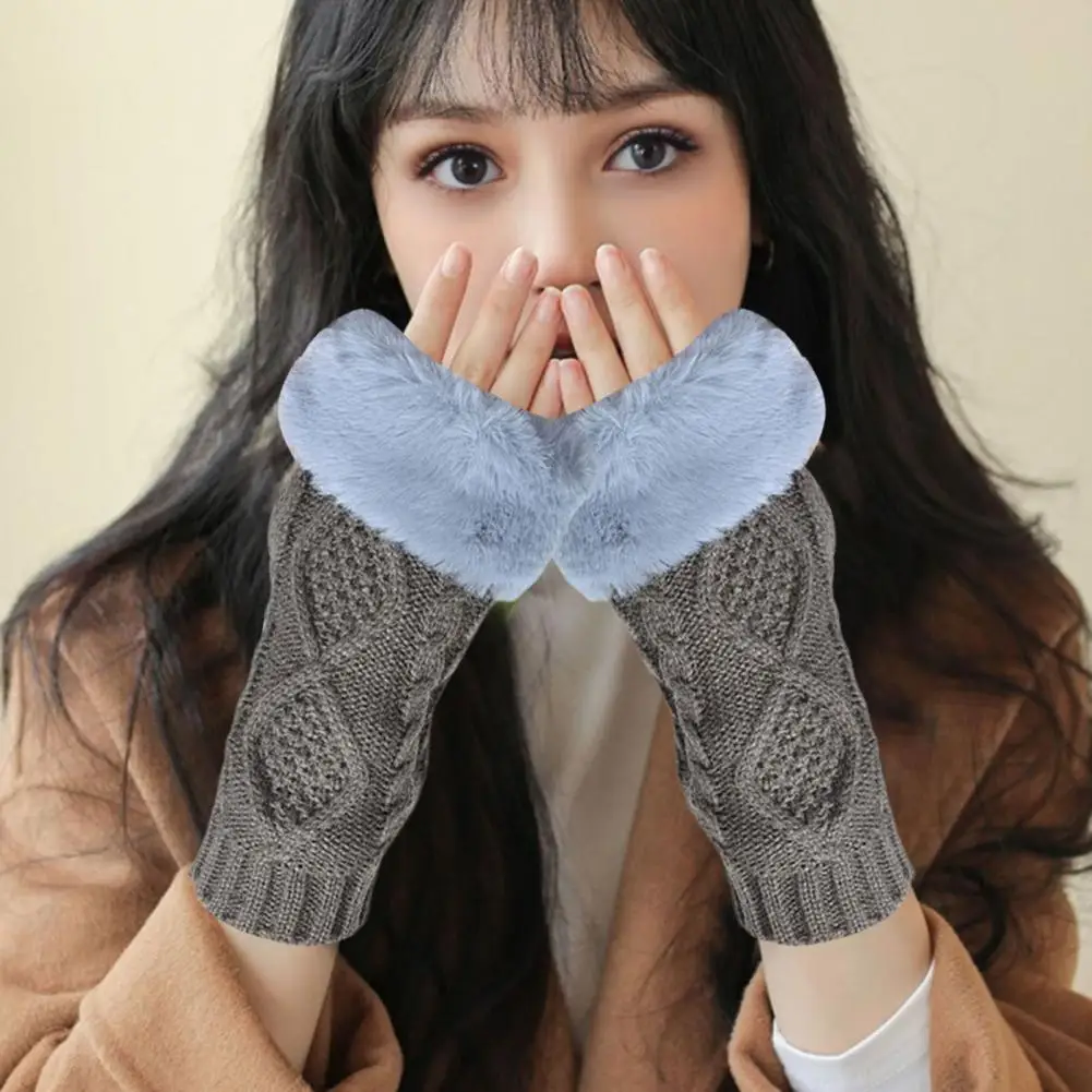 

Typing Gloves High Elasticity Fingerless Knitted Arm Warmers for Fall Winter Cycling Non-slip Windproof Wrist Covers to Keep