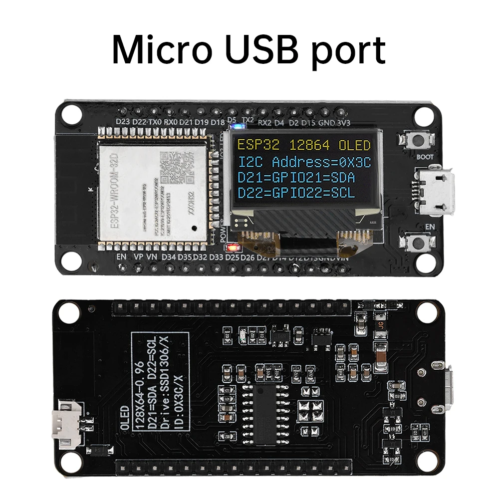 ESP32 ESP-WROOM-32D WIFI Development Board Module CH340C with 0.96 OLED Screen Yellow and Blue Display 30PIN ESP32WiFi