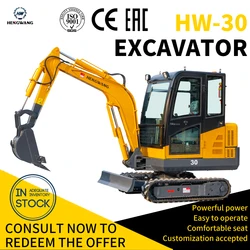 3tons Excavator HW-30 Mini Excavator 3t With Cab 1euro Digger Machine Diesel Agricultural Tractor Construction Equipment Custom