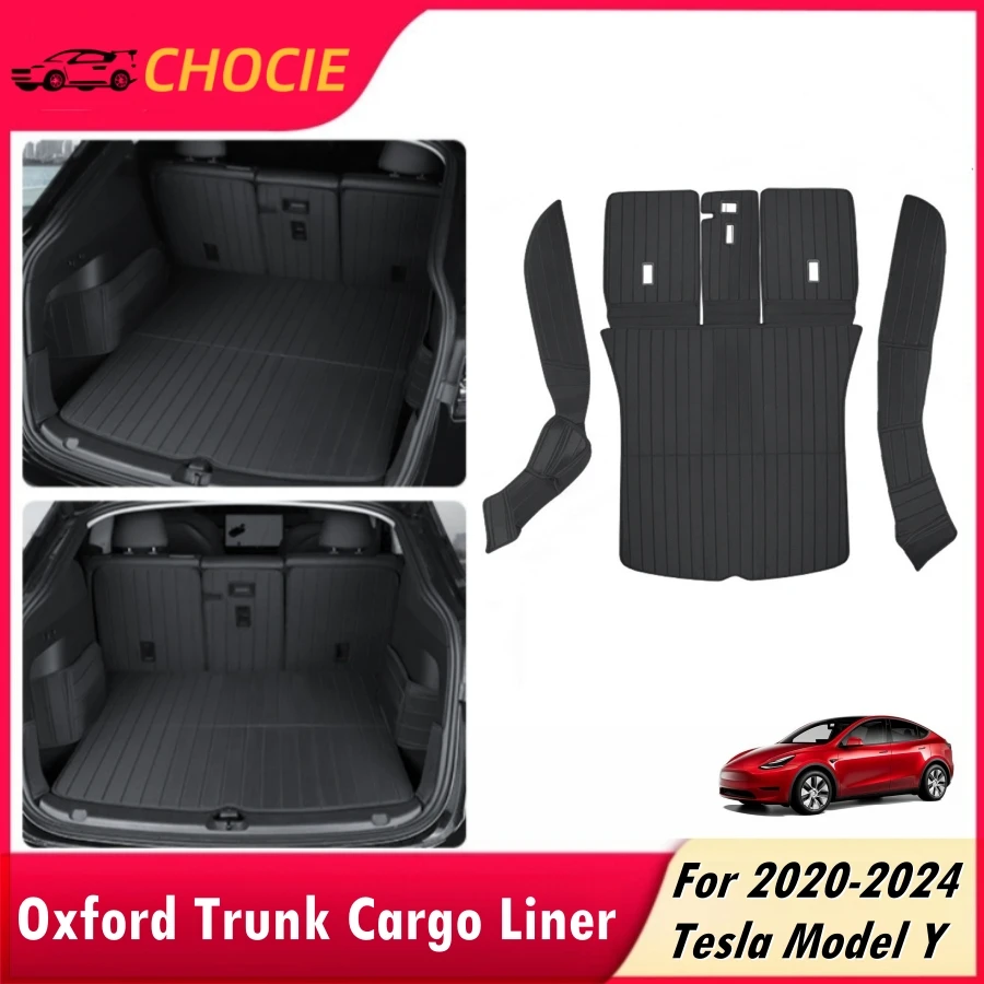 

Oxford Cloth Rear Trunk Cargo Liner For Tesla Model Y 2020-2024 Fully Protection With Seatback Cushion & Trunk Side Cover Mats