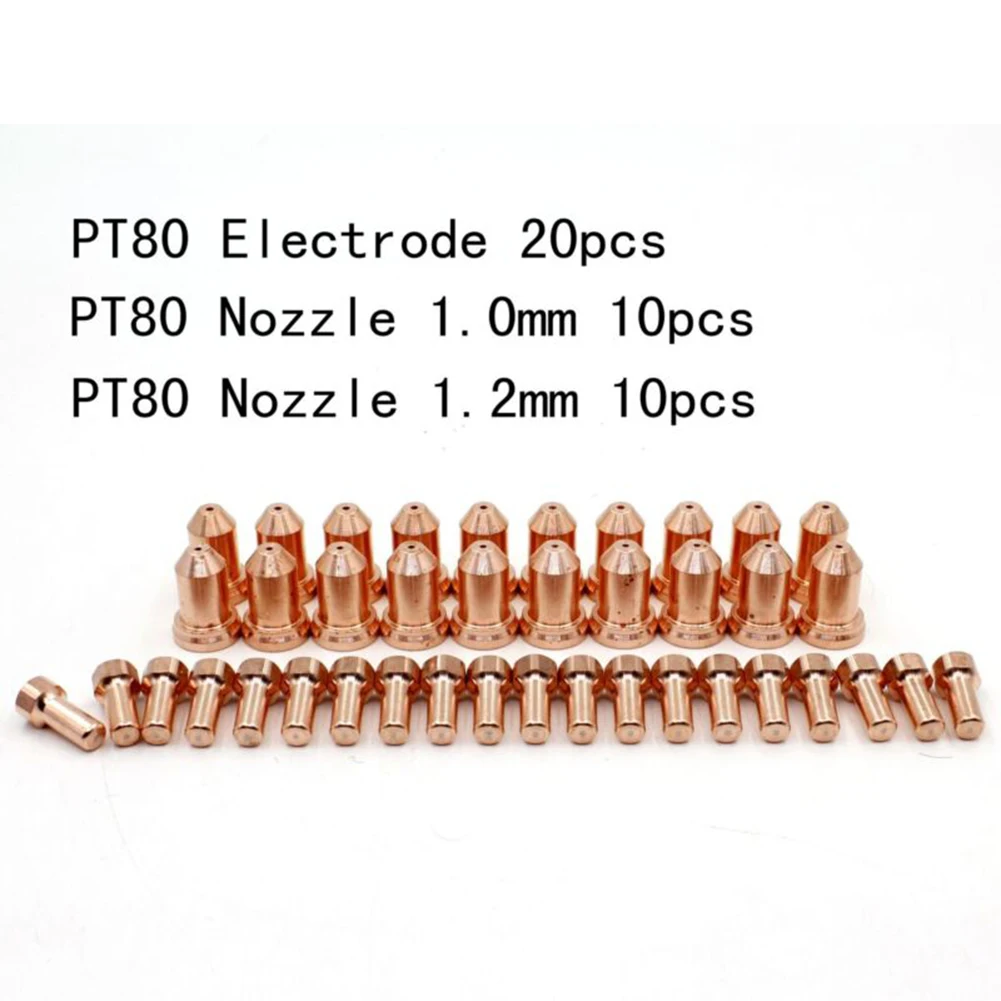 52558 Electrode 51311 For Plasma Nozzle Tips Set 40pcs 1 0mm 1 2mm Compatible with IPT80 PT80 for pt 80 For Plasma Cutting for