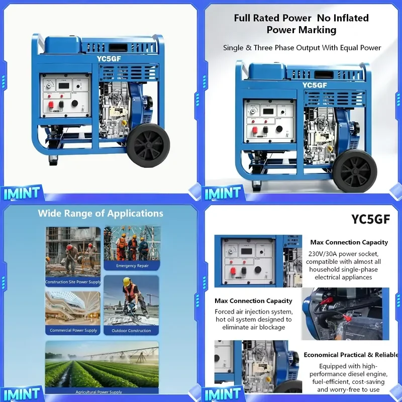 Generator Set with Auto Start System Silent Mobile All Copper Brushless Motor AC Single Phase Backup Power Supply