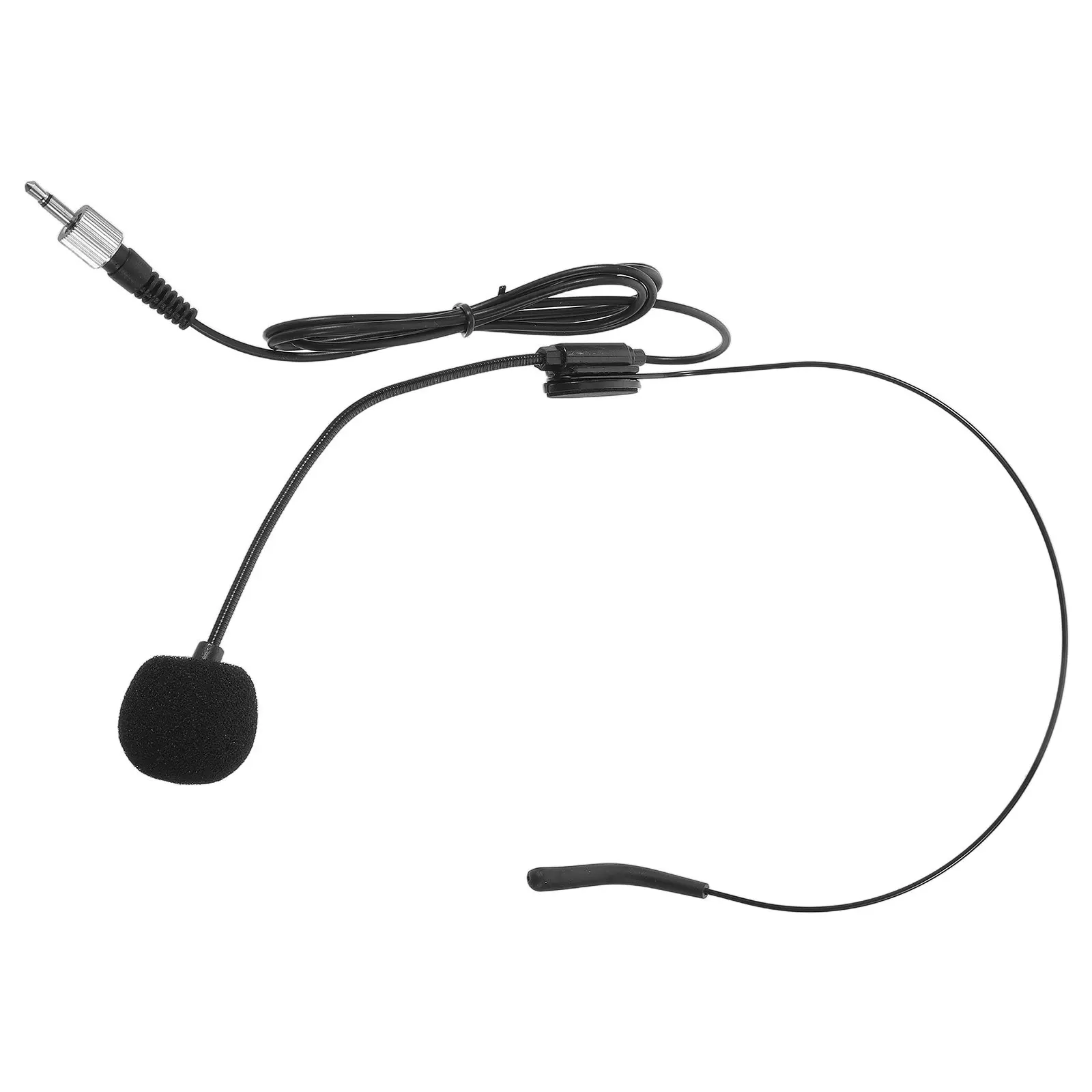 Earhook Microphone Headset Headworn Microphone With 3.5mm Plug Black Matte Flexible Wired Boom Recording Amplifying Microphones