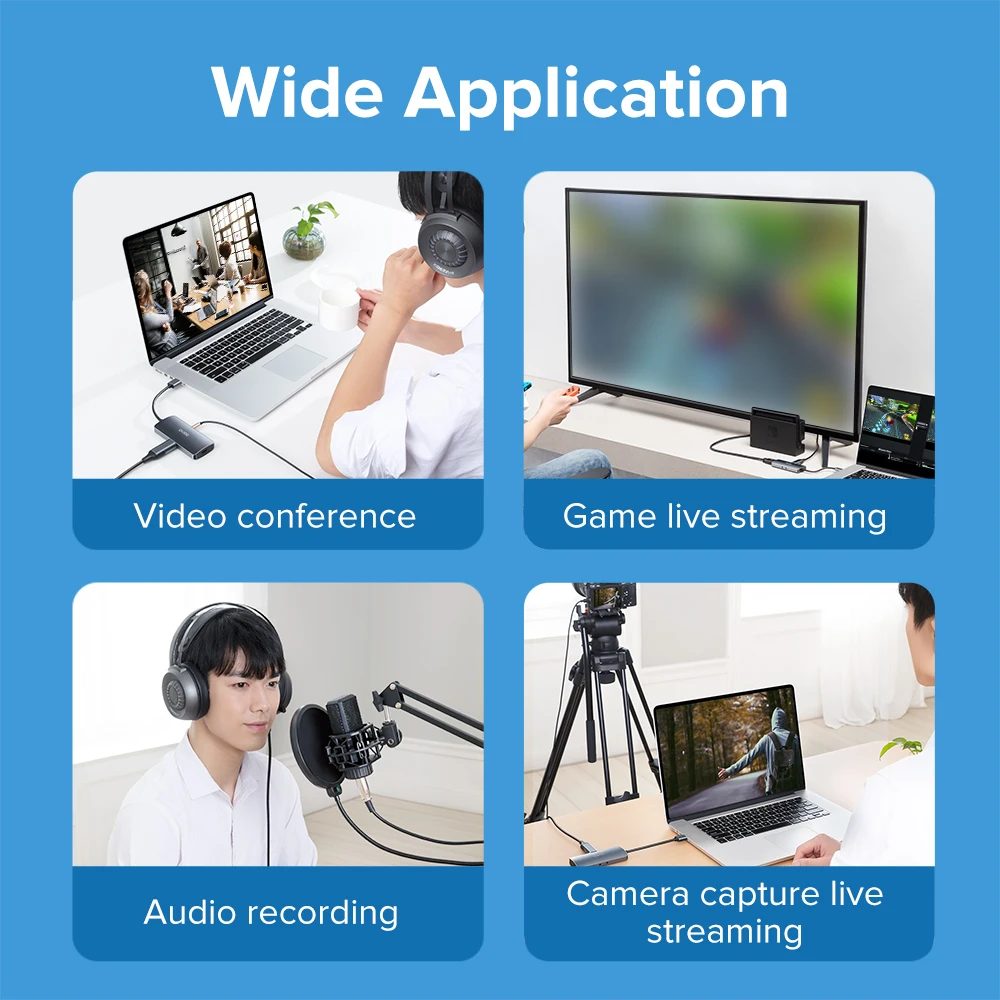 Llano 2 In 1 Video Capture Card 4K 1080P 60FPS, HDMI to USB 3.0 /Type-C Input Loopout Capture Card for Streaming Work