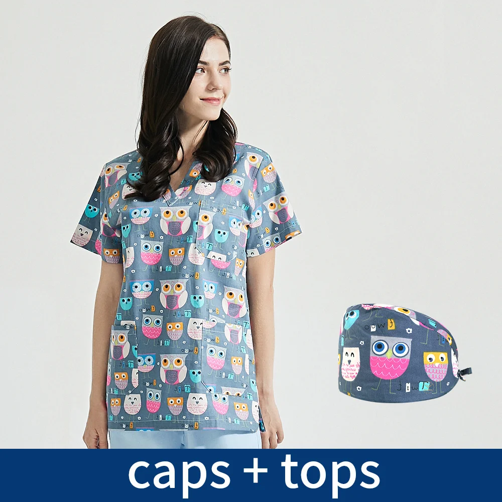 Uniforme de Spa para institución de cuidado de mascotas, ropa de trabajo para mujer, ropa de salón de belleza, Tops con cuello en V, camisa de uniformes de trabajo