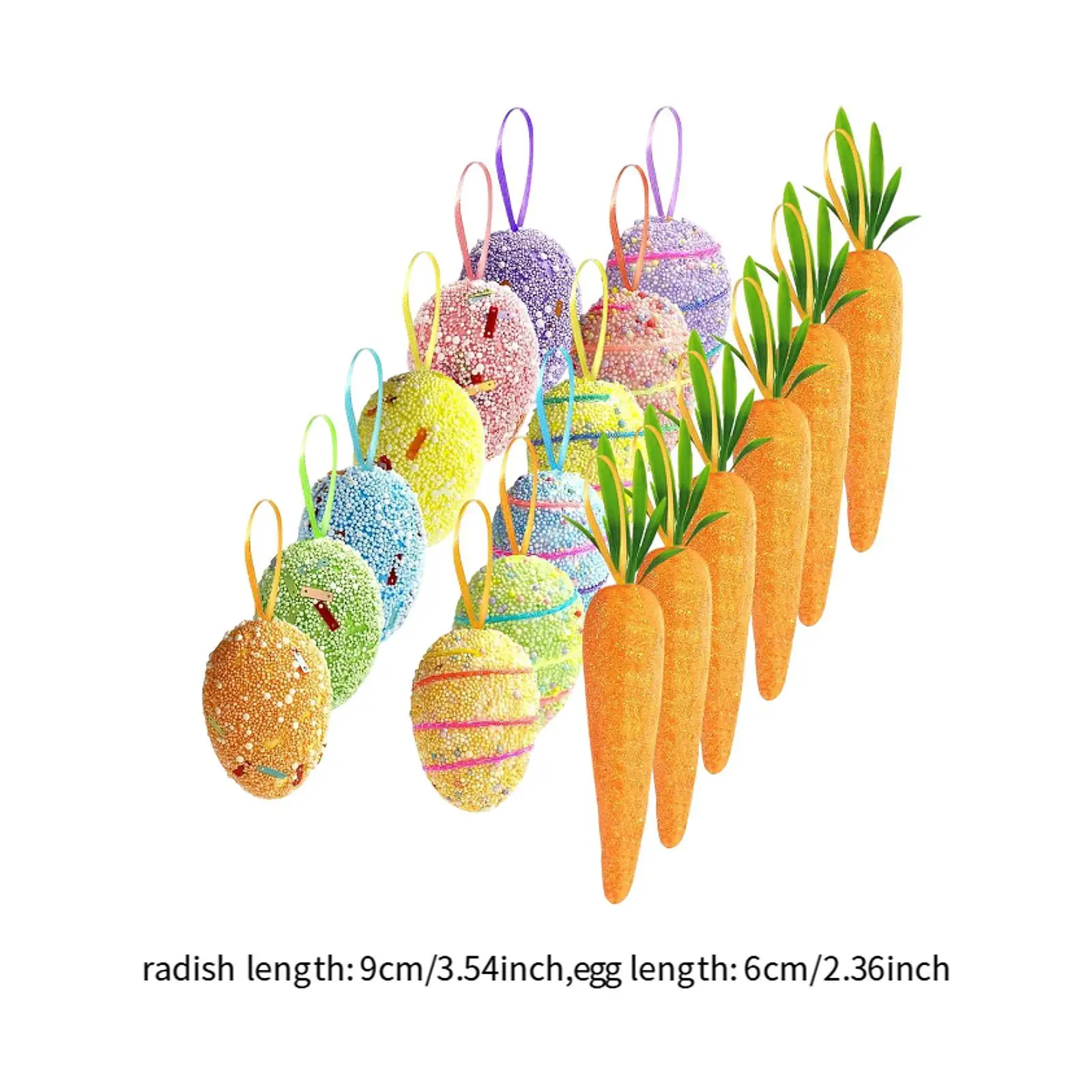 Ornamentos de Páscoa, ovos de espuma e cenouras de espuma para jardim interno e externo de primavera