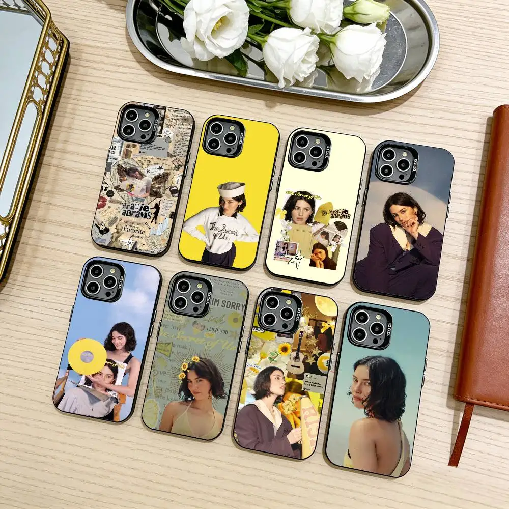 

Singer G-Gracie Abrams Phone Case For iPhone17,16,15,14,13,12,11 Plus,Pro Max Black Candy silver phone case