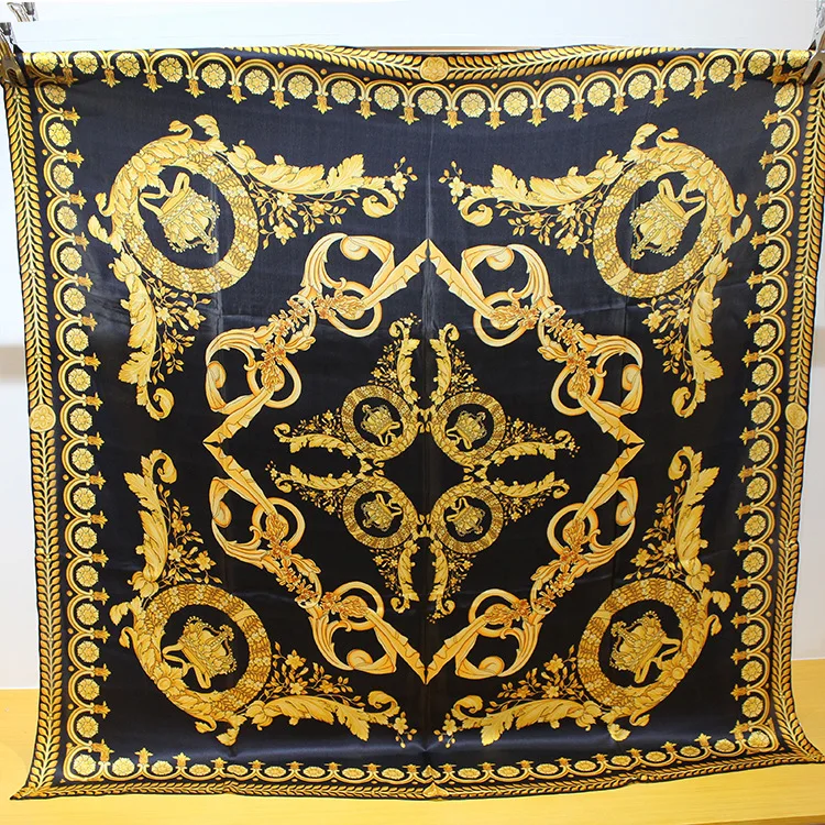 

Soft Silk Scarf110CM Women Hand Rolled Edges Bandanas Square Shawls Clothing Accessories Belt Hair Neck Scarves Foulard 110cm
