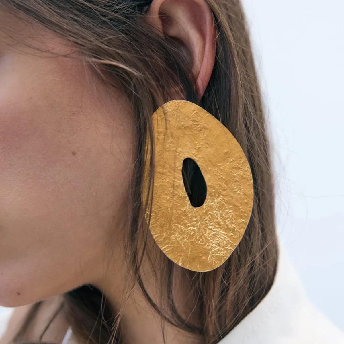 PRISCA| Exaggerated Gold Earrings for Women.Big Round Circle. Cool Metal Punk Jewelry.1Pair. Hip Hop.European