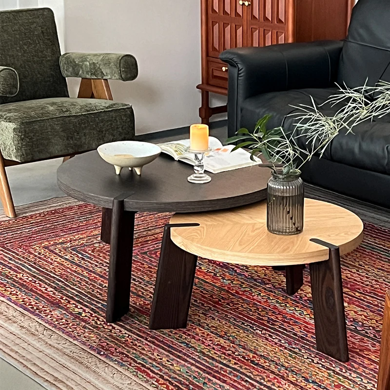 

Small tea table serrated coffee table living room Nordic medieval solid wood designer