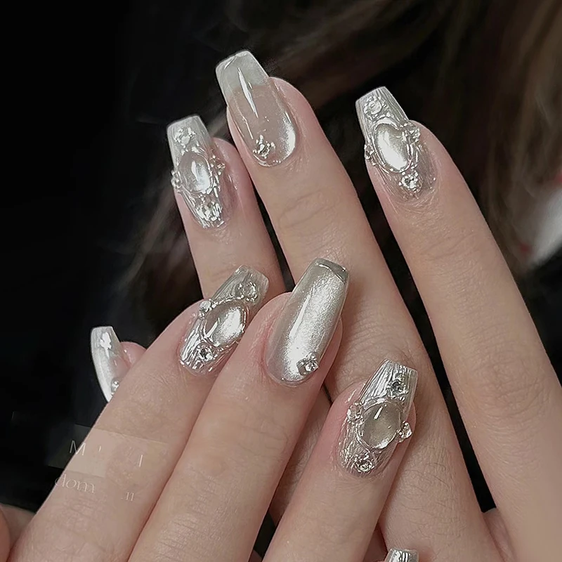 Decorazione per unghie sabbie mobili Polvere fine fai da te Glitter per unghie Porcellana universale Polvere per occhi di gatto bianco Glitter di cristallo a specchio