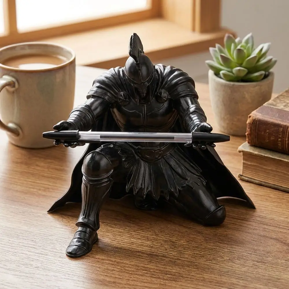 3D Printed Warrior Pen Holder Plastic Vintage Roman Gladiator Pen Stand Waterproof Desktop Stationery Storage Birthday Gift