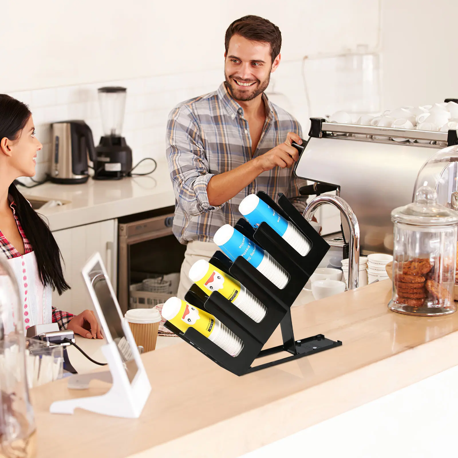 

1Pcs Adjustable Plastic Paper Cup Rack Foldable Disposable Cups Organizer Stand for Coffee Shop Bar Counter Home