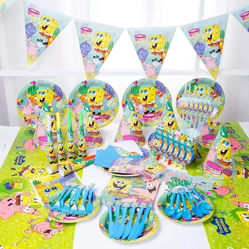 【セール中】漫画スポンジボブ誕生日パーティー用品装飾素敵なパトリックスターパーティー用品使い捨て食器カバーカッププレート