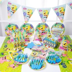 Cartoon Spongebob Birthday Party Supplies Decorations Lovely Patrick Star Party Supplies Disposable Tableware Cover Cup Plates