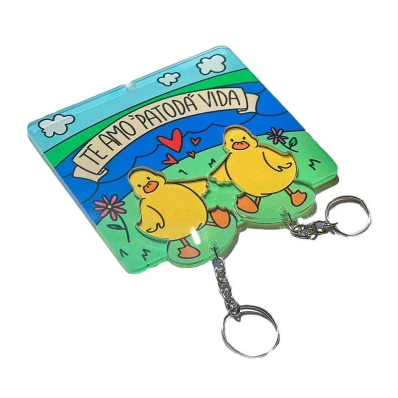 Porte-clés de couple de caneton pour femme, mini porte-clés caneton, pendentif de sac d'école créatif JOAcrylic, ornements mignons, nouveau