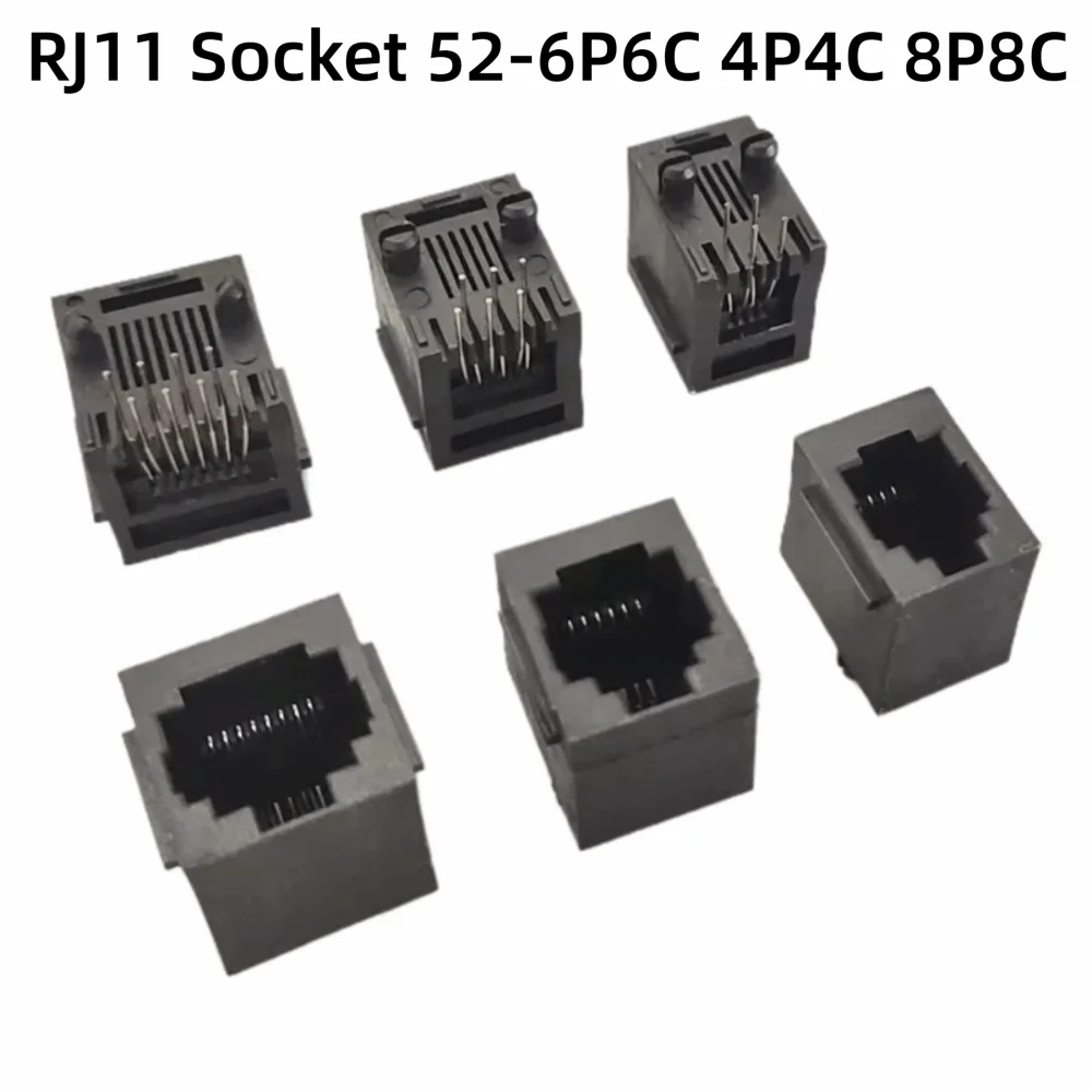 5Pcs Vertical Telephone Connector Female Connector 180 Degree Phone Jack Socket Connector Crystal Head Socket Phone Connection