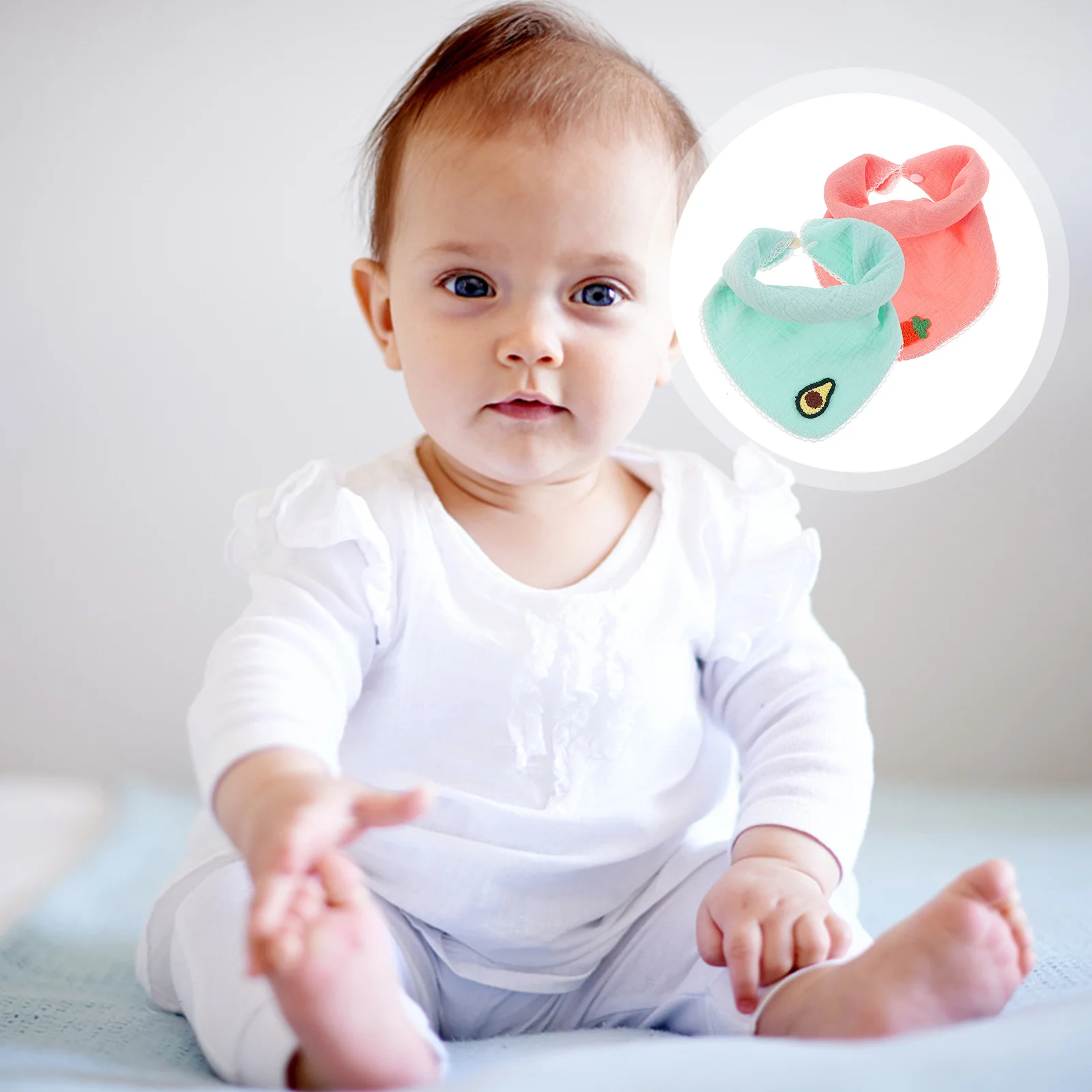 

2Pcs Baby Drooling Bibs Triangle Towel Soft Crepe Material Lightweight Bandana Bibs for Infant Toddler Food Feeding Protection