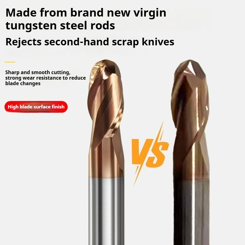 Milling Cutter Alloy Coating Tungsten Steel Tool Cnc Maching Hrc55 2 Flute Ball Nose Endmills Top Milling Cutter Machine Endmill