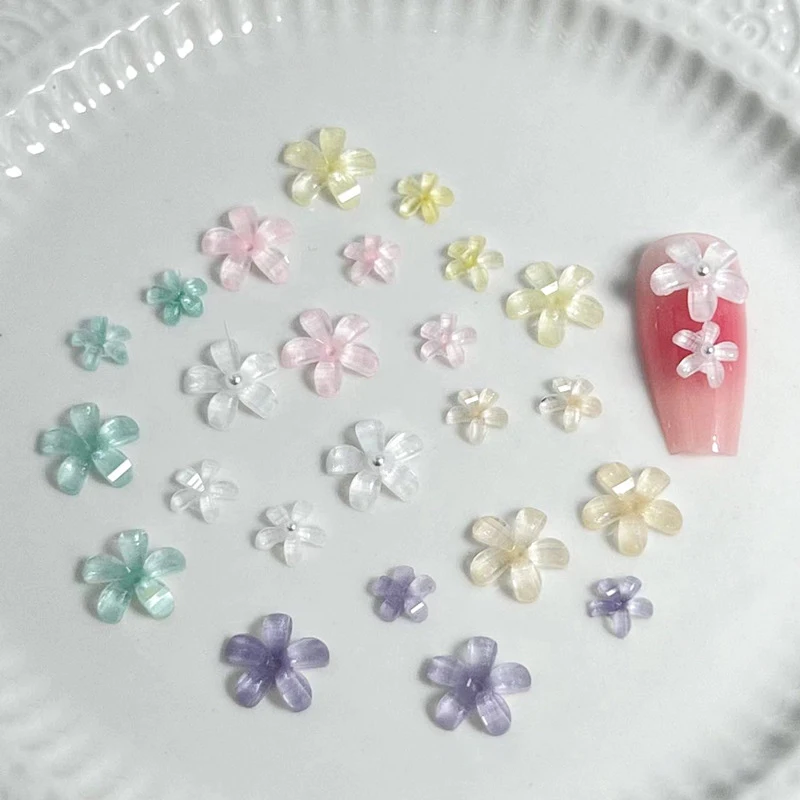 100pcs kawaii kleine Blumen nägel bezaubert Teile Acryl Blumen Strass Schmuck profession elle Accessoires elegantes Dekor Nail Art