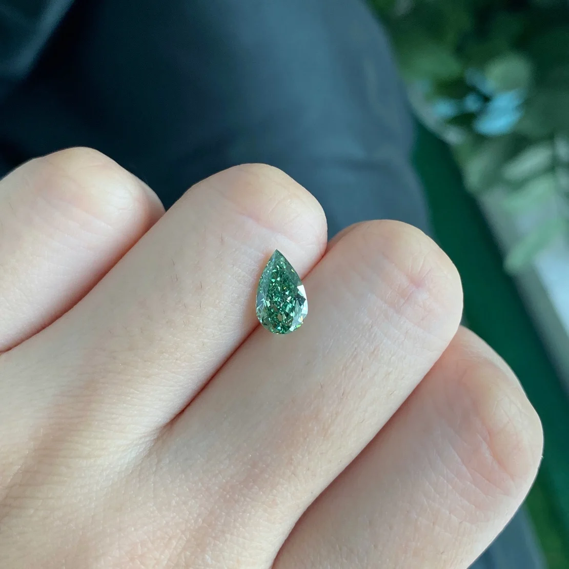 IGI 1.28CT Green Pear Shape LGD Lab Grown Diamond HPHT Diamonds Stone Wholesale Fancy Intense Green with igi Certificate