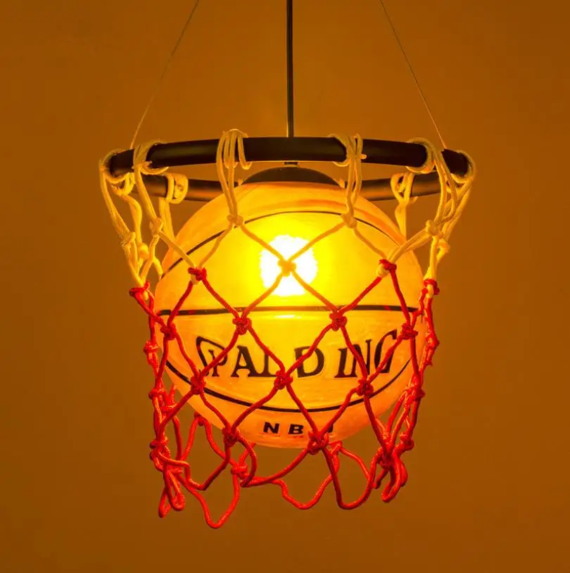 Modern Pendant Lamp Sport Theme Bar Football Pendant Lights Bedroom Boy Basketball Soccer Hanging lamp Childrens Room luminaria