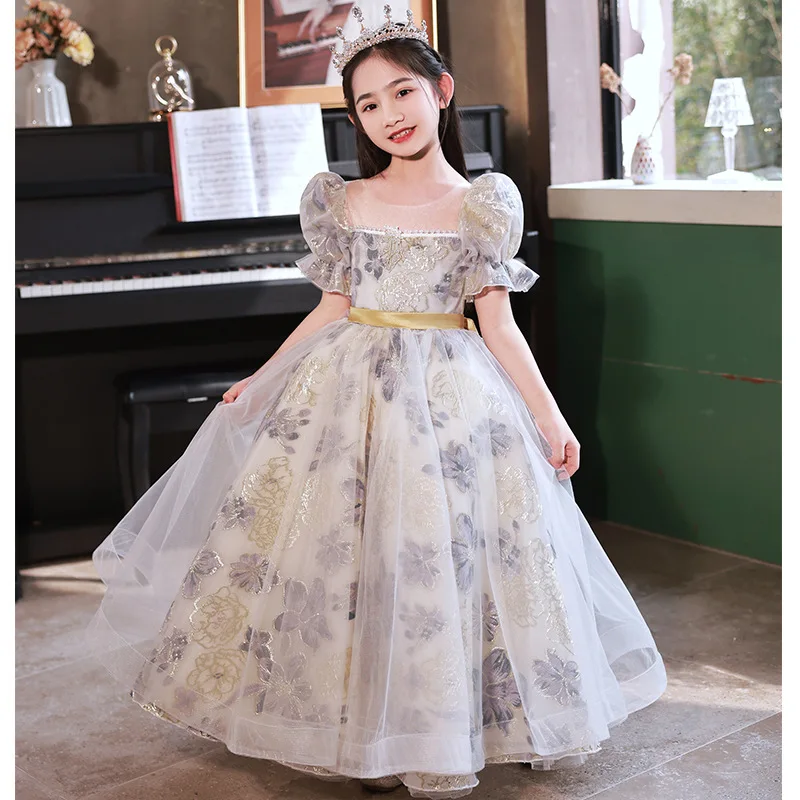 Baby Girls Very Elegant Cocktail Dress Little Girls Formal Evening Tutu Long Prom Dresses Kids Princess Party Ball Gown Puffy