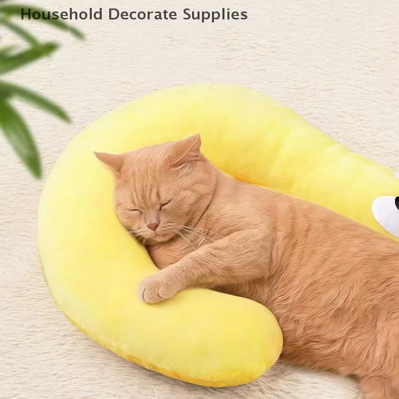 وسادة صغيرة رائعة على شكل حرف U، مصممة خصيصًا للنوم العميق للجراء والقطط، مستلزمات الحيوانات الأليفة الناعمة والرقيقة