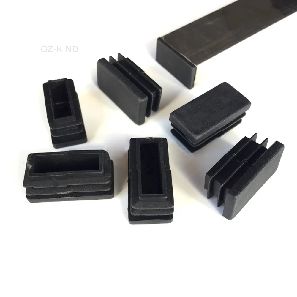 4 Piece Black Rectangle Plastic Caps Foot Chair Tube Inserts Bung Box Section 10x20mm 10x30mm40x60mm