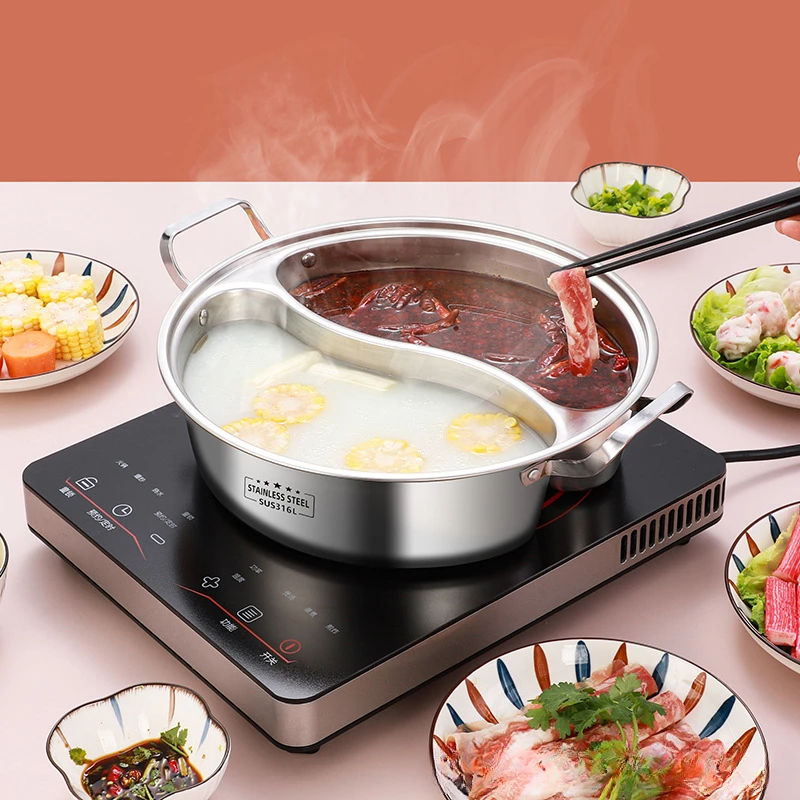 

316 Stainless Steel Mandarin Duck Pot Household Doubleear Divided Soup Pot Thickened Onepiece Hot Pot