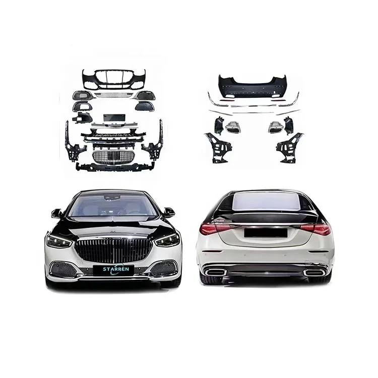 W223 S-Class upgraded S680 body kit for Mercedes-Benz  Maybach front and rear bumpers Front Grille