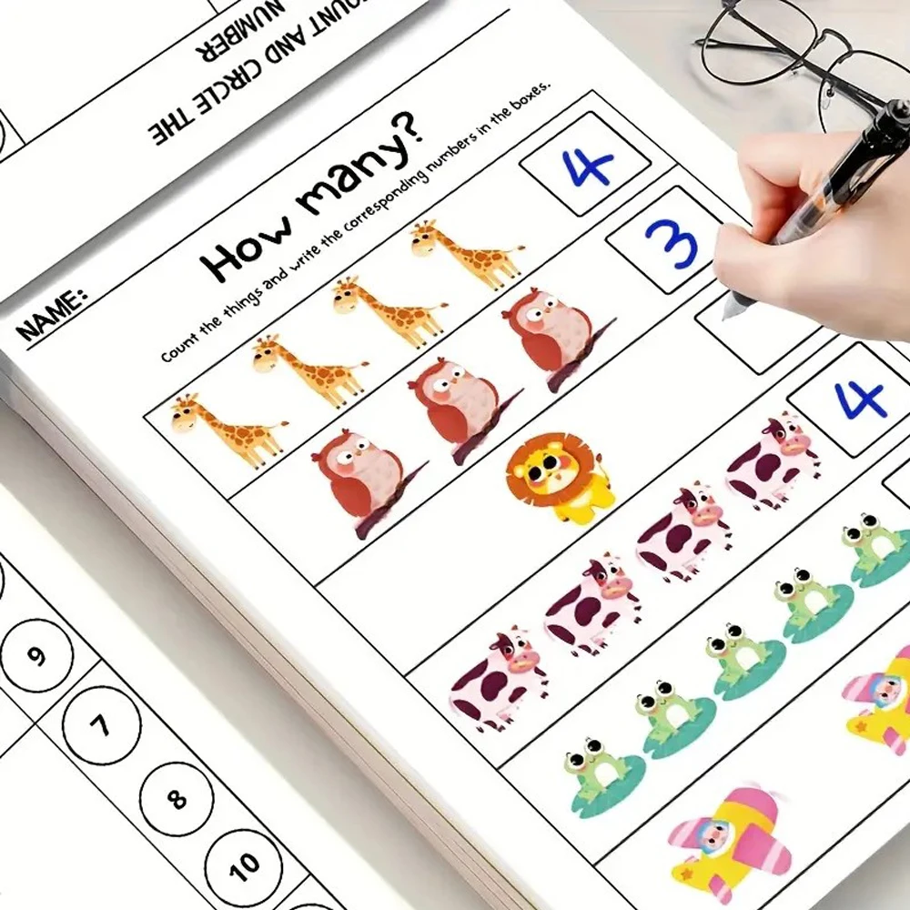 Interactive Preschool Math Workbook with Number Tracing, Use - Educational Math Book for Number Recognition