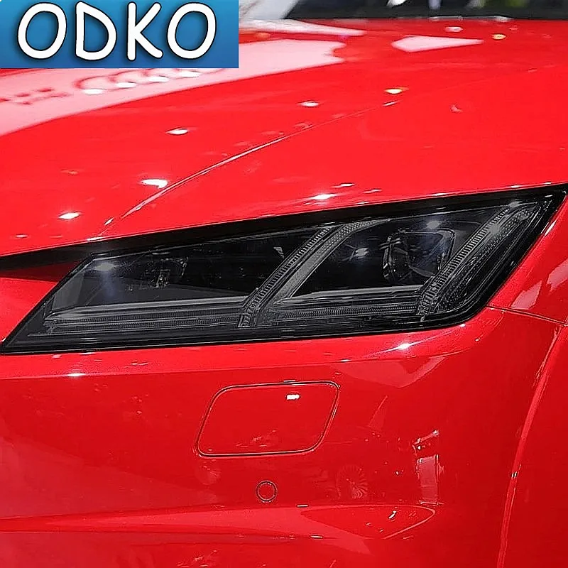 2 Pcs Car Headlight Protective Film TPU Sticker Headlamp Transparent Black For Audi TT TTS TTRS MK3 8S 2015-Present Accessories view 2