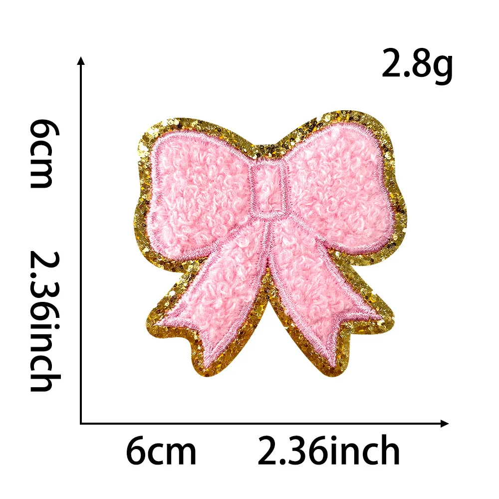 5PCS Bow Cloth Sticker Pink Girl Towel Embroidery Festival Homemade DIY Gift Clothing Sticker Back Glue Ironing