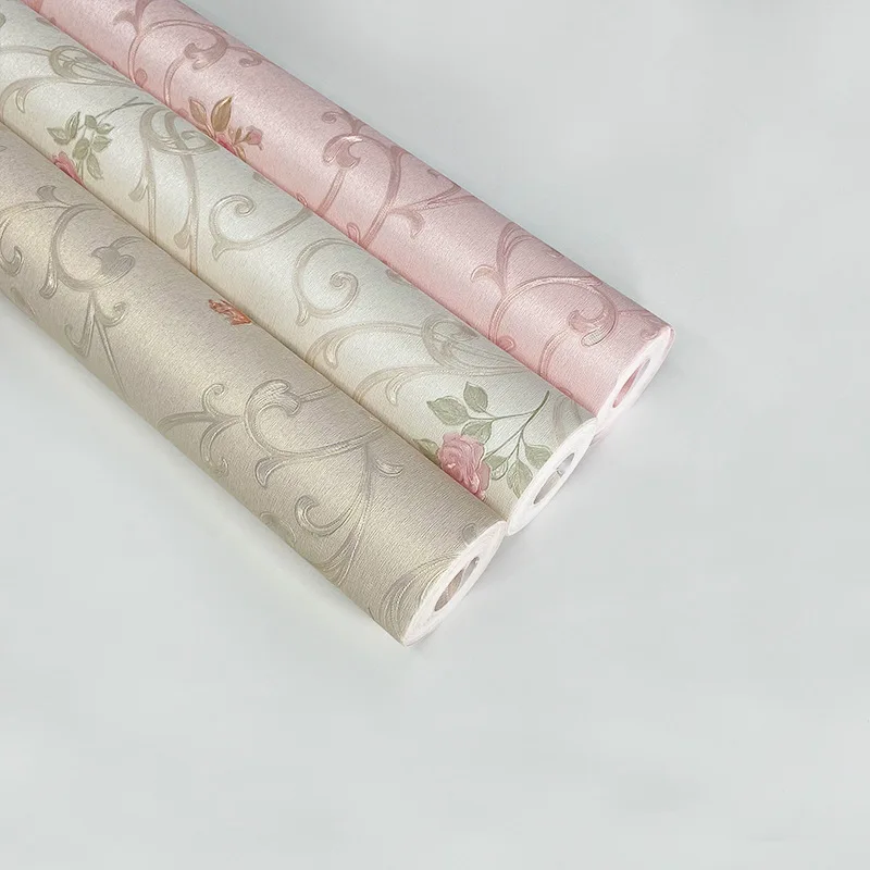 European Style Pastoral Small Floral Wallpaper Warm Bedroom Living Room Beauty Salon TV Background Wall Decorative Embossed