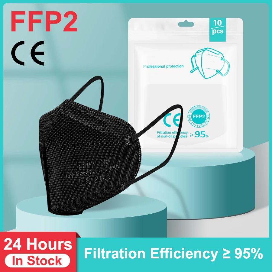 

FFP2 Masks Black Fashion Face Mask CE Aproved Mascarillas Adult Filtering Half Face Dust Proof Anti-PM2.5 ffp2 Mask fpp2 Masque