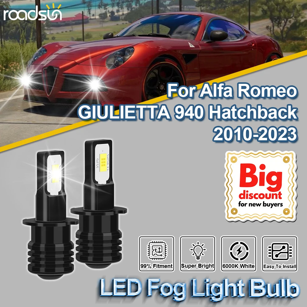ROADSUN Canbus Car LED Fog Light Bulbs Ultra Bright Fog Lamp Ampoules For Alfa Romeo GIULIETTA 940 Hatchback 2010 2011 2012-2023